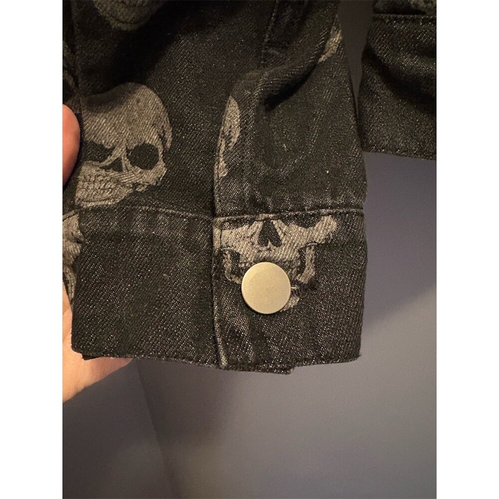 Busch Gardens Howl-O-Scream Jacket Mens L Black Skull Print Halloween - Picture 5 of 9